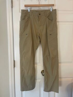 PrAna Pants Mens 34x30 Beige  Stretch Nylon Khakis Standard Fit Straight Leg